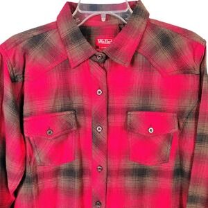 Walls Womens XL Plaid Western Flannel Shirt Red Cotton Gorpcore Workwear